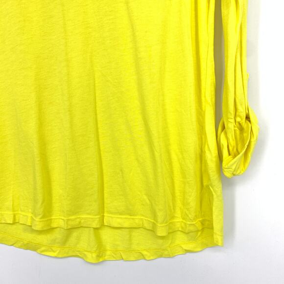 Splendid Split Neck Tab Sleeve Knit Shirt Womens Size Medium Sunny Yellow NEW - Picture 4 of 7